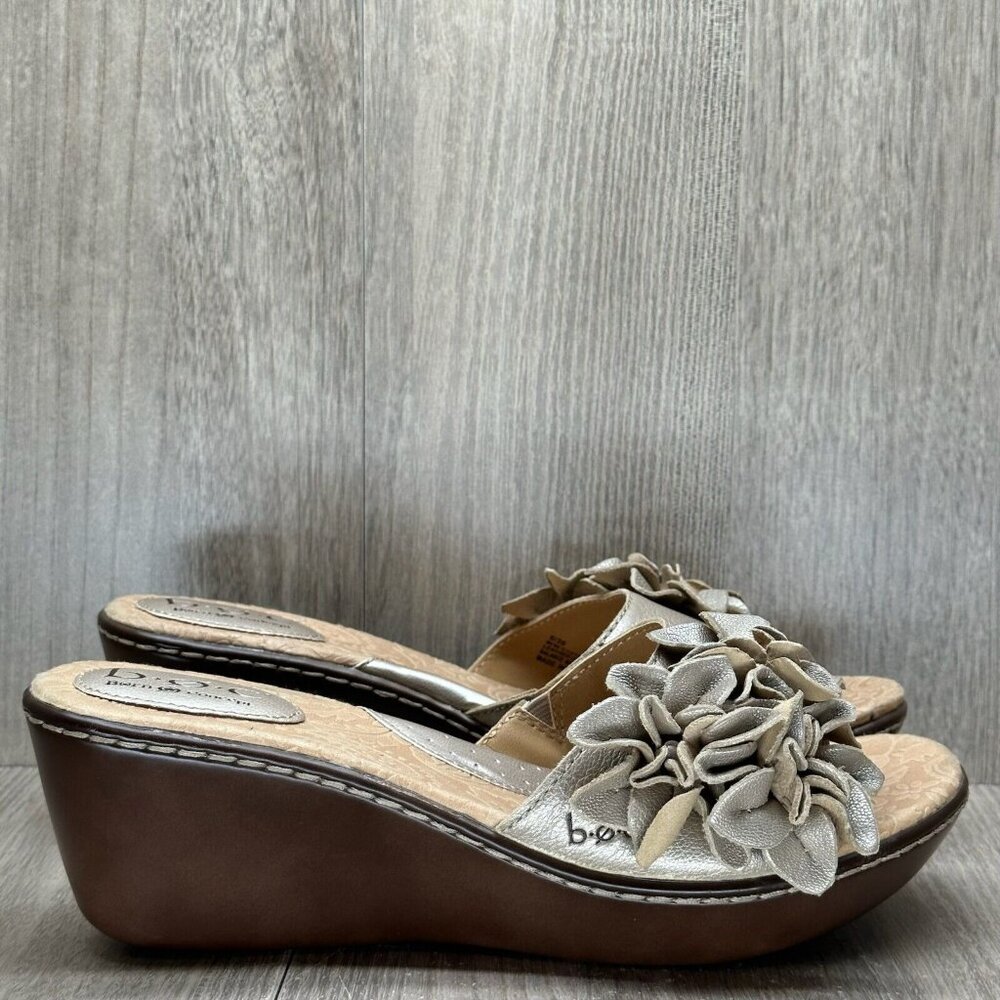 b.o.c. Tan and Brown Floral Wedge Sandals